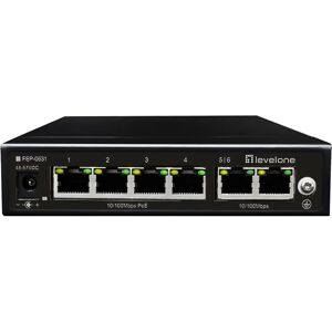 LevelOne FEP-0631 6-Port Fast Ethernet PoE Switch - Black LevelOne FEP-0631 6-Port Fast Ethernet PoE Switch - Black