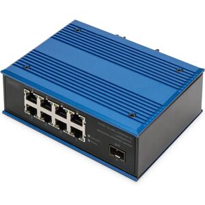 Switch Ethernet Gigabit Industriel Digitus 8 ports - IP40, Bleu, Noir Switch Ethernet Gigabit Industriel Digitus 8 ports - IP40, Bleu, Noir