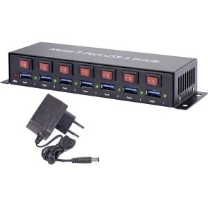 Renkforce RF-3269622 7-Port USB 3.0 Hub - Metallgehäuse, Wandmontage, Schwarz Renkforce RF-3269622 7-Port USB 3.0 Hub - Metallgehäuse, Wandmontage, Schwarz