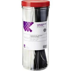 TRU Components 1572053 Kabelbindersæt - Sort, Naturlig, 300mm TRU Components 1572053 Kabelbindersæt - Sort, Naturlig, 300mm