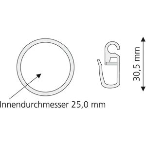 LIEDECO Gardinenringe Set - 8 Stück, Silber, für Ø 16 mm Stangen LIEDECO Gardinenringe Set - 8 Stück, Silber, für Ø 16 mm Stangen