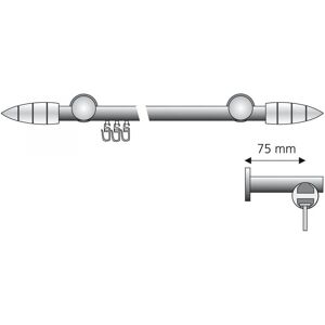 LIEDECO Menorca Edelstahl-Optik Gardinenstange - 160cm, 1 läufig LIEDECO Menorca Edelstahl-Optik Gardinenstange - 160cm, 1 läufig