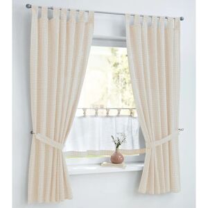 KUTTI Cottage Vorhang - Kariert Baumwolle, Beige, 145cm KUTTI Cottage Vorhang - Kariert Baumwolle, Beige, 145cm