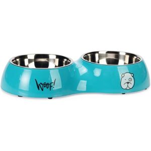 Comedero para perros Karlie Tyler - 1.50L, Azul, doble de acero inoxidable y plástico Comedero para perros Karlie Tyler - 1.50L, Azul, doble de acero inoxidable y plástico