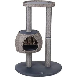 Karlie Outdoor Cat Tree - Gray - Weatherproof, Rattan Look Karlie Outdoor Cat Tree - Gray - Weatherproof, Rattan Look