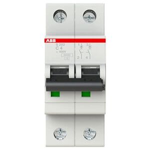 ABB S202-C4 2-polige Circuit Breaker - 6kA, 4A ABB S202-C4 2-polige Circuit Breaker - 6kA, 4A