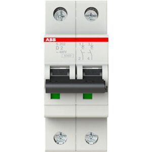 ABB S202-D2 Miniautomat - 2 poler 2A - DIN-skinne ABB S202-D2 Miniautomat - 2 poler 2A - DIN-skinne