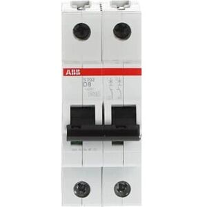 ABB S202-D8 Sikring - 2P, 8A, Type D, 6kA, DIN-montering ABB S202-D8 Sikring - 2P, 8A, Type D, 6kA, DIN-montering