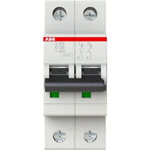 ABB S202-D25 Automat - 2P, 25A, D-kurve ABB S202-D25 Automat - 2P, 25A, D-kurve
