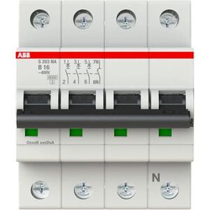 ABB S203-B16NA Circuit Breaker - 3P+N, 16A, B Curve ABB S203-B16NA Circuit Breaker - 3P+N, 16A, B Curve