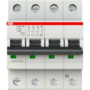 ABB S203-C16NA Circuit Breaker - 16A, Type C, 3P+N ABB S203-C16NA Circuit Breaker - 16A, Type C, 3P+N