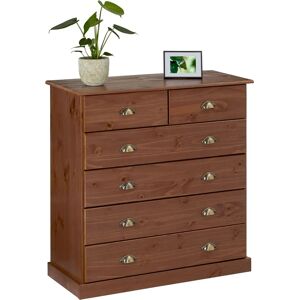 Commode Idimex - 6 tiroirs en pin brun - Publicité Commode Idimex - 6 tiroirs en pin brun - Publicité