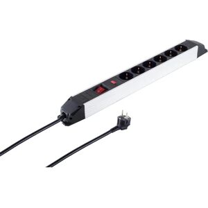 Regleta de enchufes Herweck - 6 salidas - 3680W - 1.5m - Negro, Plata Regleta de enchufes Herweck - 6 salidas - 3680W - 1.5m - Negro, Plata