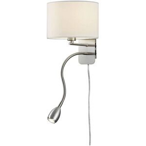 Trio Wandleuchte »HOTEL« Nickel matt, weiße Textilschirm - Leselampe Trio Wandleuchte »HOTEL« Nickel matt, weiße Textilschirm - Leselampe