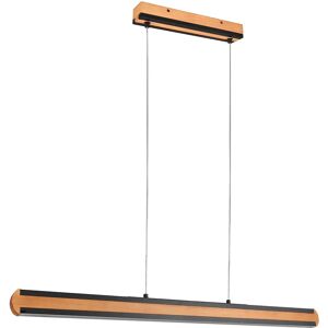Luminária pendente Trio Deacon LED - Madeira moderna e metal preto - 2700-6000K Luminária pendente Trio Deacon LED - Madeira moderna e metal preto - 2700-6000K