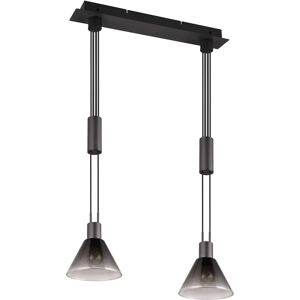 Lámpara Colgante TRIO Stanley - Ajustable, 2 E27, Negro y Humo - Lámpara de Techo Lámpara Colgante TRIO Stanley - Ajustable, 2 E27, Negro y Humo - Lámpara de Techo