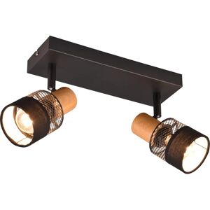 Lampada da Parete e Soffitto TRIO NANDINI - Metallo nero e legno 2xE14 Lampada da Parete e Soffitto TRIO NANDINI - Metallo nero e legno 2xE14