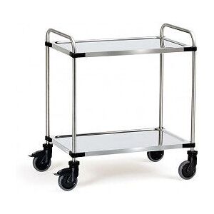 Chariot de service Fetra - Acier inoxydable, 2 étagères, 80kg - Chariot de restauration - Publicité Chariot de service Fetra - Acier inoxydable, 2 étagères, 80kg - Chariot de restauration - Publicité