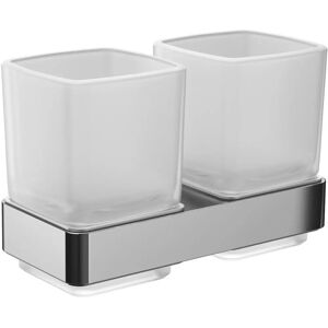 Emco Loft Double Glass Holder - Wall-Mounted, Frosted Glass, Chrome Emco Loft Double Glass Holder - Wall-Mounted, Frosted Glass, Chrome