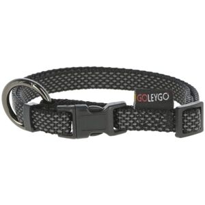 GoLeyGo Set 2.0 Flat Dog Collar and Leash - Adjustable, Black GoLeyGo Set 2.0 Flat Dog Collar and Leash - Adjustable, Black