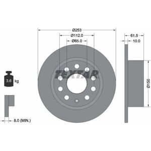 TEXTAR T-92306603 - Bromsskiva för Skoda Octavia 3, 4 - Full, Bak TEXTAR T-92306603 - Bromsskiva för Skoda Octavia 3, 4 - Full, Bak
