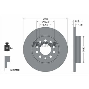 TEXTAR 92345203 Takajarrulevy - Täysi, 14mm, 120mm TEXTAR 92345203 Takajarrulevy - Täysi, 14mm, 120mm