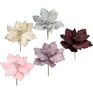 I.GE.A. Weihnachts-Poinsettia Kunstpflanzen - 5 rosa Samtblumen I.GE.A. Weihnachts-Poinsettia Kunstpflanzen - 5 rosa Samtblumen