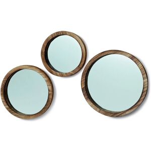 Zestaw 3 okrągłych luster ściennych Boltze Jones - Drewno naturalne, 3 rozmiary Zestaw 3 okrągłych luster ściennych Boltze Jones - Drewno naturalne, 3 rozmiary