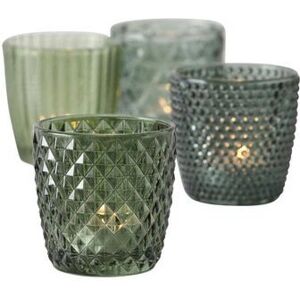 Support À Bougie En Verre Vert Boltze - Set de 4 - Publicité Support À Bougie En Verre Vert Boltze - Set de 4 - Publicité