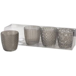 Boltze 2002930 Ensemble de 4 Porte-bougies en Verre Gris Décoratif - Publicité Boltze 2002930 Ensemble de 4 Porte-bougies en Verre Gris Décoratif - Publicité