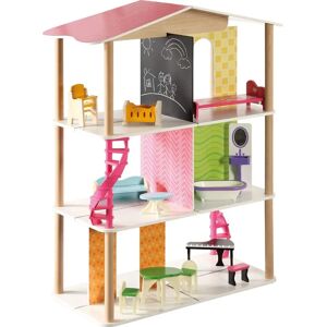 Casa de Muñecas de Madera Charlotte - Casa, 3 Pisos, 12 Muebles, Lados Abiertos Casa de Muñecas de Madera Charlotte - Casa, 3 Pisos, 12 Muebles, Lados Abiertos