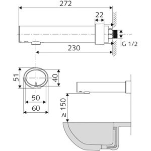 Schell Schimbător de căldură electronic - Senzor infraroșu, baterie, montaj pe perete, 230mm Schell Schimbător de căldură electronic - Senzor infraroșu, baterie, montaj pe perete, 230mm