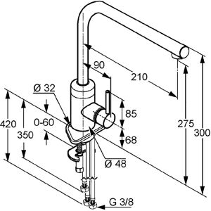 Robinet de bucătărie monocomandă Kludi L-Ine - Crom - Presiune scăzută Robinet de bucătărie monocomandă Kludi L-Ine - Crom - Presiune scăzută