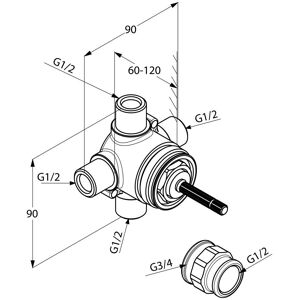 Kludi DN 15 Comutator bidirecțional - Diverter Kludi DN 15 Comutator bidirecțional - Diverter