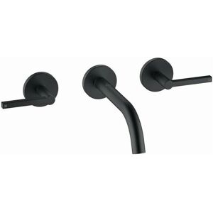 Set complet de robinet pentru lavoar montat pe perete - 3 găuri, 180mm, Negru mat Set complet de robinet pentru lavoar montat pe perete - 3 găuri, 180mm, Negru mat