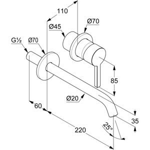 Robinet de perete Kludi Nova Fonte Pura - Economie de apă, 220mm Robinet de perete Kludi Nova Fonte Pura - Economie de apă, 220mm