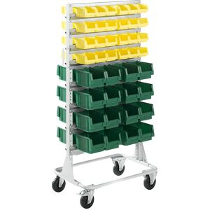 Estantería móvil Kaiserkraft - 1588mm, 80 cajas, gris claro - Almacenamiento Estantería móvil Kaiserkraft - 1588mm, 80 cajas, gris claro - Almacenamiento