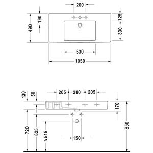 Duravit Vero Wandwaschtisch - Rechteckig, 1050mm Duravit Vero Wandwaschtisch - Rechteckig, 1050mm
