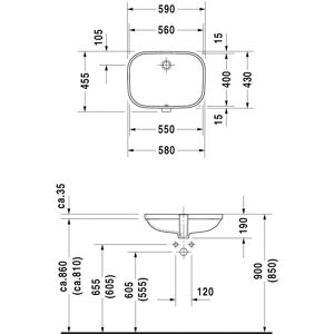 Duravit D-Code Einbauwaschtisch mit Überlauf - Weiß - Waschbecken Duravit D-Code Einbauwaschtisch mit Überlauf - Weiß - Waschbecken