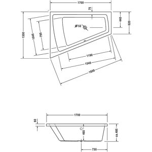 Duravit Model 700214 Cadă Albă cu Spate Stâng - Cadă Duravit Model 700214 Cadă Albă cu Spate Stâng - Cadă