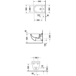 Bidet mural Duravit Starck 3 - Bidet, Alb, 540mm, 1 gaură, Montaj pe perete Bidet mural Duravit Starck 3 - Bidet, Alb, 540mm, 1 gaură, Montaj pe perete