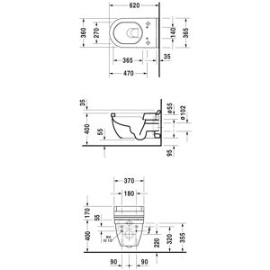 Duravit Starck 3 Vægtoilet - Til Dusch-WC, Hvid Duravit Starck 3 Vægtoilet - Til Dusch-WC, Hvid