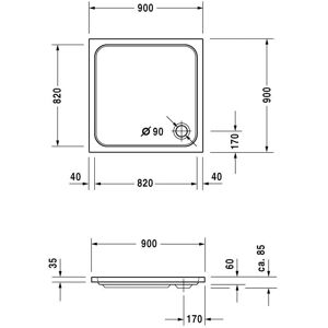 Duravit D-Code Cadă de duș pătrată 900x900mm Albă - Cadă de duș Duravit D-Code Cadă de duș pătrată 900x900mm Albă - Cadă de duș
