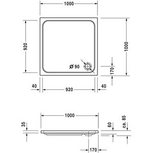 Duravit D-Code Bac de douche carré 1000x1000 mm - Duschwanne - Publicité Duravit D-Code Bac de douche carré 1000x1000 mm - Duschwanne - Publicité