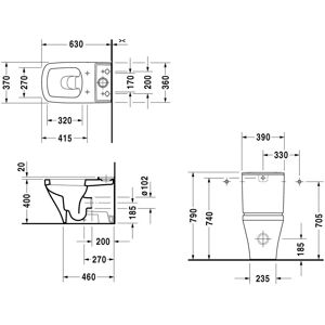 Duravit DuraStyle Alb 63cm Toaletă - Podea, Vario, Rant Închis Duravit DuraStyle Alb 63cm Toaletă - Podea, Vario, Rant Închis