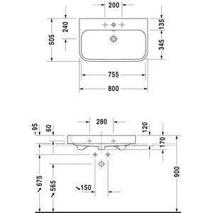 Duravit Happy D.2 80cm Alb cu Wondergliss Chiuvetă - Chiuvetă Duravit Happy D.2 80cm Alb cu Wondergliss Chiuvetă - Chiuvetă