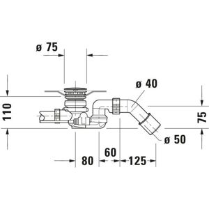 Duravit Modell 791230000001000 Badewannendrainage - Universal Lang Chrom Duravit Modell 791230000001000 Badewannendrainage - Universal Lang Chrom