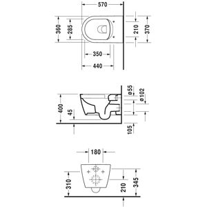 Duravit Starck Rimless Wand-WC - Wandhängend 4,5L - HygieneKeramik Duravit Starck Rimless Wand-WC - Wandhängend 4,5L - HygieneKeramik