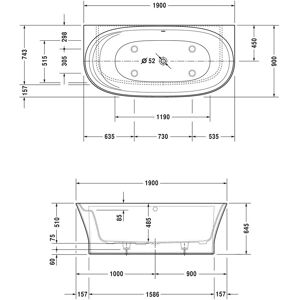Baignoire Duravit en mineralcast blanc avec poignée optionnelle - Baignoire - Publicité Baignoire Duravit en mineralcast blanc avec poignée optionnelle - Baignoire - Publicité