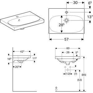 Geberit Acanto Wandwaschtisch - Kompakt, Weiß, KeraTect Geberit Acanto Wandwaschtisch - Kompakt, Weiß, KeraTect